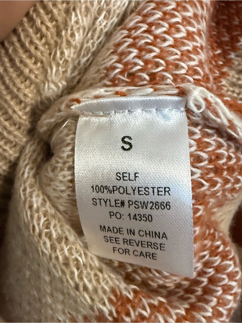 Classic Geometric Crewneck Sweater - Beige & Rust - Picture 4 of 5
